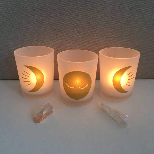 Witchy Triple Goddess Moons Votive Candle Holders For Ritual, Meditation, Altar, Sacred Space - image 1