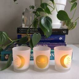 Witchy Triple Goddess Moons Votive Candle Holders For Ritual, Meditation, Altar, Sacred Space - thumbnail 2