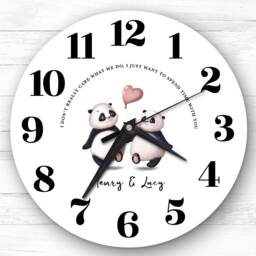 Panda Couple Romantic Balloon Personalised Gift Clock - thumbnail 1
