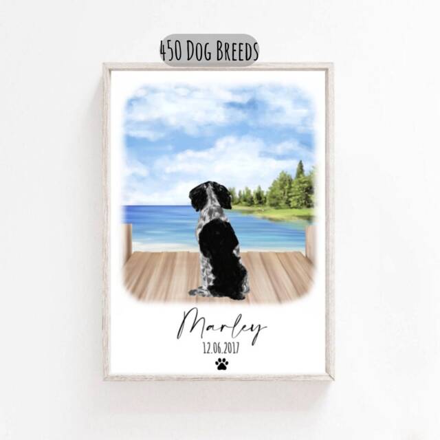Personalised Dog & Owner Print, Dog Portrait, Dog Print, New Gift, Dog Memorial Print, Personalised Pet Mum Gift - image 1