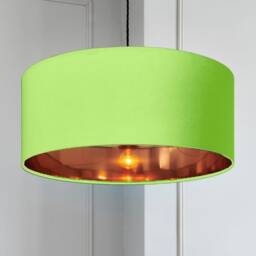 New High Quality Luxury Chartreuse Light Green 16 Cotton Fabric Lamp Shade Pendant Drum Shape With Metallic Linings - thumbnail 3