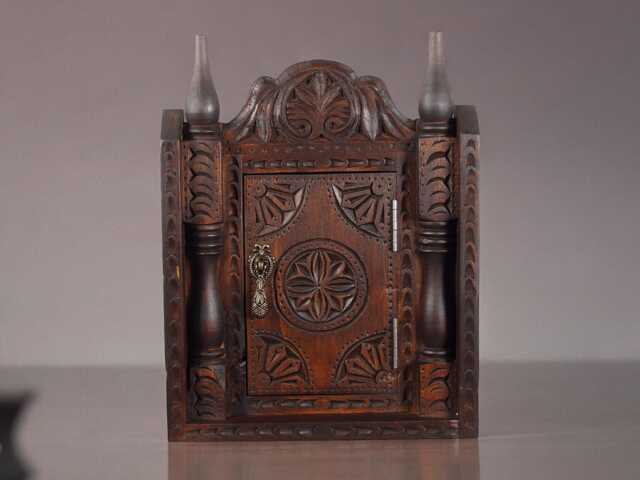 Antique-Look Hand Carved Orient Bohemian Vintage Style Key Box, Handmade Cabinet Key Wall Holder Wood Box Hanger Nuristan B - image 1