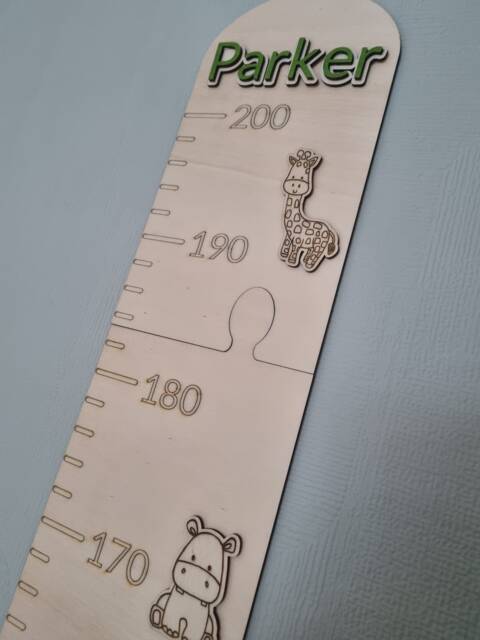 Personalised Safari Animal Wooden Height Chart Jungle Nursery Decor - image 1