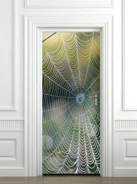Spider Web Wall Decal, Door Mural, Wallpaper, Spider Sticker, Home Design Fridge Decor Covering - image 1