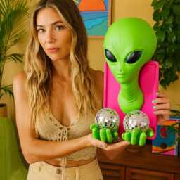 Alien Disco Ball Huge 3D Resin Wall Art Sculpture/Ooak/ Kitschy Disco Ball/ Alien Space Art/ Dopamine Decor - thumbnail 2