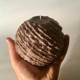 Granite Stone Ball Candle Holder - Striped Table Decor - thumbnail 4