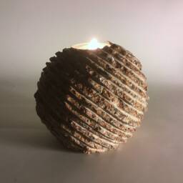 Granite Stone Ball Candle Holder - Striped Table Decor