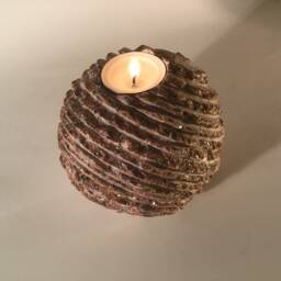 Granite Stone Ball Candle Holder - Striped Table Decor - thumbnail 3