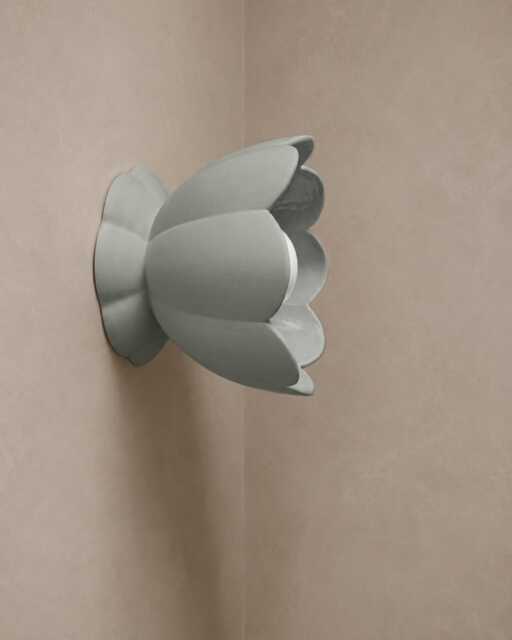 Small Vallea - Ceramic Flush Mount Wall Sconce Handmade Minimalist Flower Light Fixture in Fog Gray - image 1