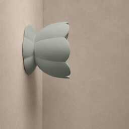 Small Vallea - Ceramic Flush Mount Wall Sconce Handmade Minimalist Flower Light Fixture in Fog Gray - thumbnail 2