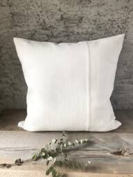 stonewashed Linen Pillow Case in Off White With Decorative Seam/Linen Cushion Cover Hidden Zipper/Decorative - thumbnail 1