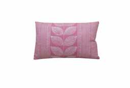Laura Ashley Woodblock Leaves Cushion Pink & White Leaf Print Lumbar Pillow 12x20 - thumbnail 1