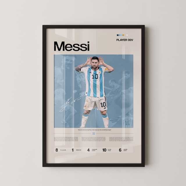 Lionel Messi Argentina Poster, Football Wall Art, World Cup Print, Stats Soccer Gift, Sports Decor - image 1
