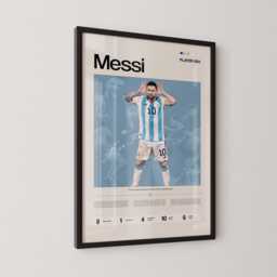 Lionel Messi Argentina Poster, Football Wall Art, World Cup Print, Stats Soccer Gift, Sports Decor - thumbnail 2