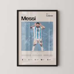 Lionel Messi Argentina Poster, Football Wall Art, World Cup Print, Stats Soccer Gift, Sports Decor - thumbnail 1