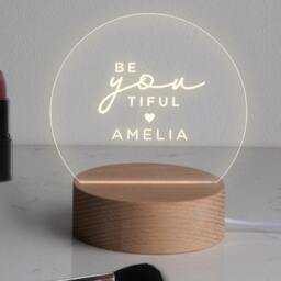 Gift For Woman, Personalised Mini Led Desk Lamp, Unique Birthday Women, Bedroom Decor, Personalized Bedside Lamp Woman - thumbnail 2