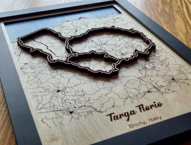 Targa Florio Wall Art Laser Engraved Wood, Historic Sports Car Gift - image 1