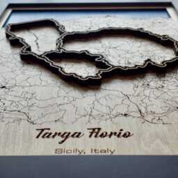 Targa Florio Wall Art Laser Engraved Wood, Historic Sports Car Gift - thumbnail 3