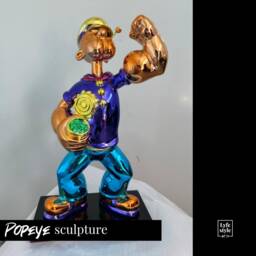Chrome Popeye Sculpture Resin Pop Art Statue - 42cm - thumbnail 2