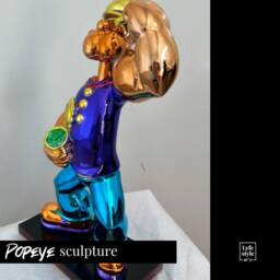 Chrome Popeye Sculpture Resin Pop Art Statue - 42cm - thumbnail 4