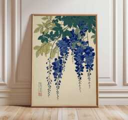 Japanese Wisteria Art Print, Ukiyo-E Botanical Illustration - thumbnail 1