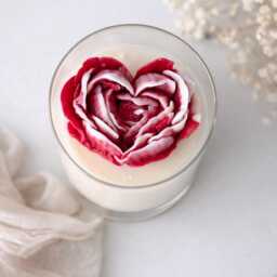 Large Rose Heart Flower Candle Gift, Soy Wax Floral Candle, Gift For Her, Birthday, Wedding, Housewarming Gift, Red White Scented Candle Gift - thumbnail 2