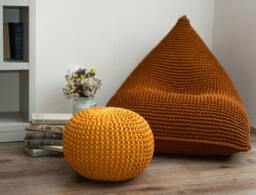 Rust Bean Bag Chair, Large Floor Cushion, 100% Handmade, Available in 10 Sizes & 37 Colors, Filled, Ready For Use