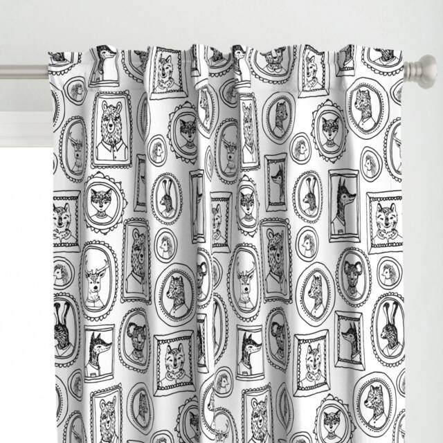 Woodland Curtain Panel - Animal Portrait Whimsical Animals Nursery Doodles Fox Custom Portraits By Andrea_Lauren - image 1