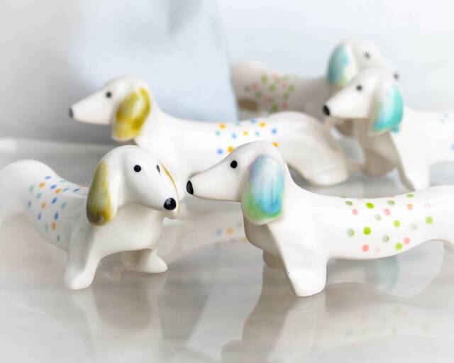 Porcelain Dachshund Figurine, Dog Lover Gift, Doxie Art - image 1