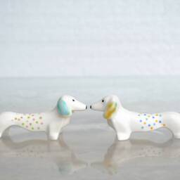 Porcelain Dachshund Figurine, Dog Lover Gift, Doxie Art - thumbnail 3