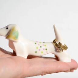 Porcelain Dachshund Figurine, Dog Lover Gift, Doxie Art - thumbnail 2