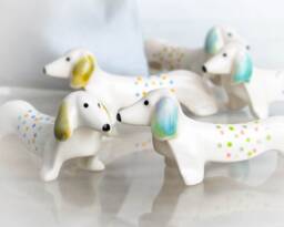 Porcelain Dachshund Figurine, Dog Lover Gift, Doxie Art - thumbnail 1