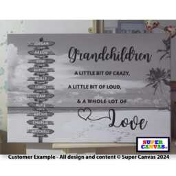 Grandchildren Family Sign Post Personalised With Names Framed Canvas Print Gift For Grandparents Nana Grandad Birthday Christmas - thumbnail 2