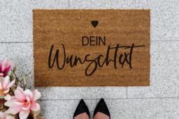 Housewarming Gift Personalized - Coir Doormat With Custom Text & Heart, New Home For Couple, Wedding Or Moving Gift, Laser Engraved Mat