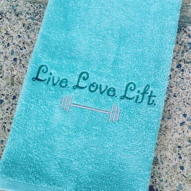 "Embroidered Gym Towel ""Love To Lift' Fitness Gift - 16x26" - image 1