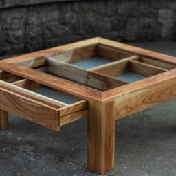 Glass & Wood Coffee Table With Drawers Hidden Compartments - thumbnail 3