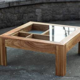 Glass & Wood Coffee Table With Drawers Hidden Compartments - thumbnail 2