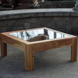 Glass & Wood Coffee Table With Drawers Hidden Compartments - thumbnail 4