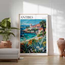 Antibes France Travel Poster French Riviera Coastal Art - thumbnail 2