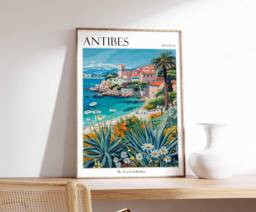 Antibes France Travel Poster French Riviera Coastal Art - thumbnail 1