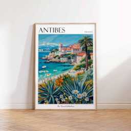 Antibes France Travel Poster French Riviera Coastal Art - thumbnail 3