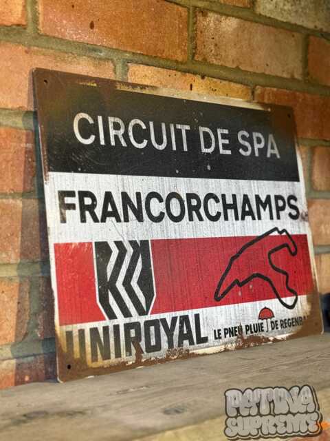 Spa Francorchamps Circuit Sign - Real Rust Mancave Garage Wall Art - image 1
