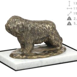 Polish Lowland Sheepdog, Dog White Marble Base Statue, Limited Edition, Artdog. Made Of Cold Cast Bronze. Perfect Gift. Limited Edition - thumbnail 4
