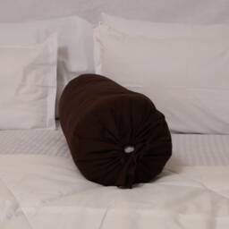 Brown Bolster Pillowcase -Quilted Cotton Long Cylindrical Round Removable Solid Cover 8 - thumbnail 4