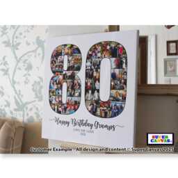 Happy 80Th Birthday Mum Dad Nana Grandma Grandad Friend Multi Picture Photo Collage Party Display Board Framed Canvas Print Gift Present - thumbnail 1