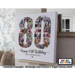 Happy 80Th Birthday Mum Dad Nana Grandma Grandad Friend Multi Picture Photo Collage Party Display Board Framed Canvas Print Gift Present - thumbnail 2