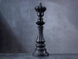 Handmade Large Black Chess King Statue Majestic Monarch Sculpture, Home Office Bookshelf & Credenza Decor - thumbnail 1