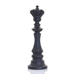 Handmade Large Black Chess King Statue Majestic Monarch Sculpture, Home Office Bookshelf & Credenza Decor - thumbnail 3