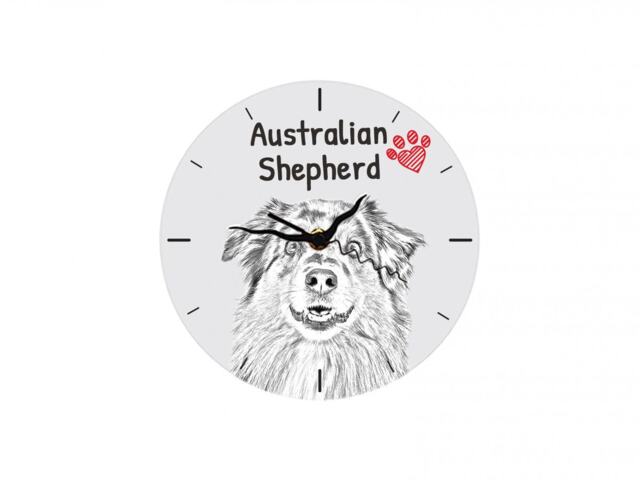 Australian Shepherd, Free Standing Mdf Floor Clock With An Image Of A Dog - image 1