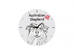 Australian Shepherd, Free Standing Mdf Floor Clock With An Image Of A Dog - thumbnail 1